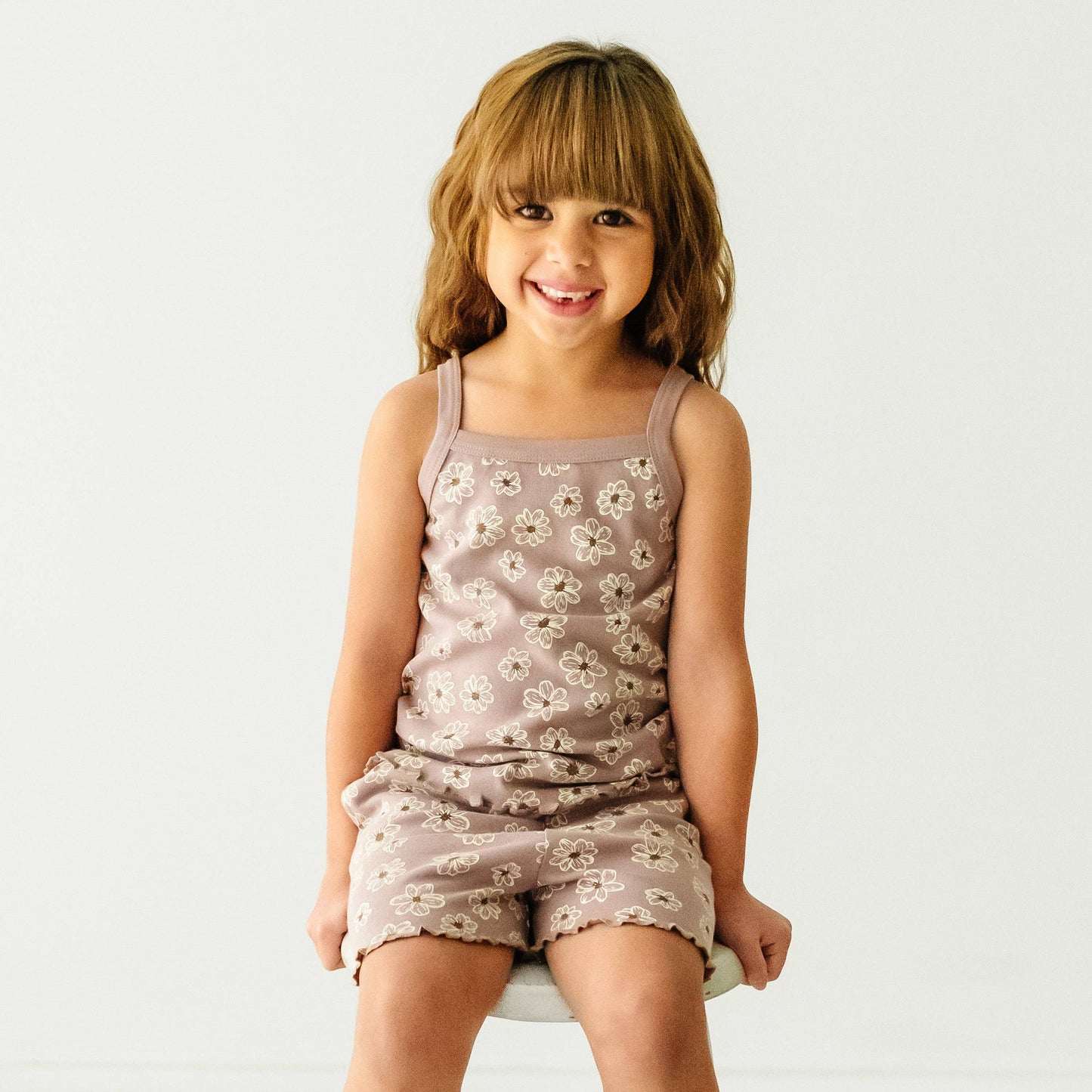 Organic Spaghetti Top & Shorts Set - Daisies