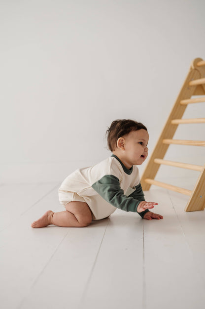 Colorblock Romper- Pine