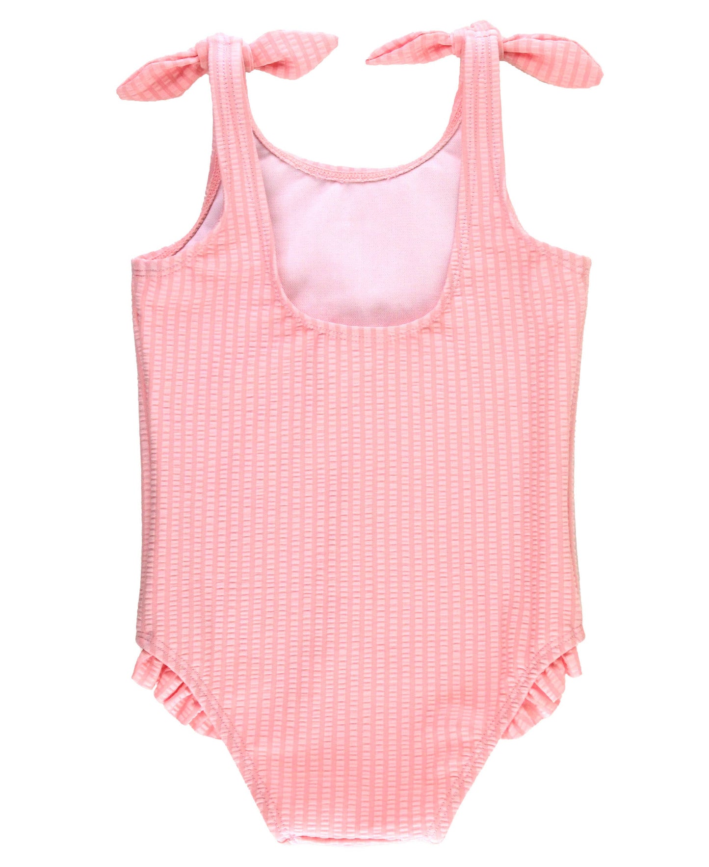 Pink Seersucker Tie Shoulder One Piece