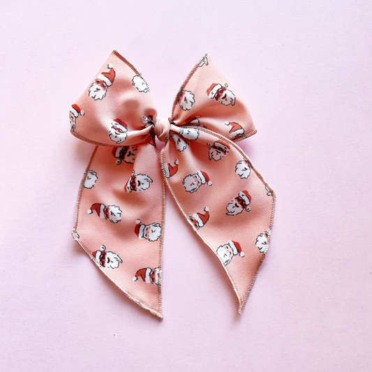 Santa All Over Pink Elle Bow