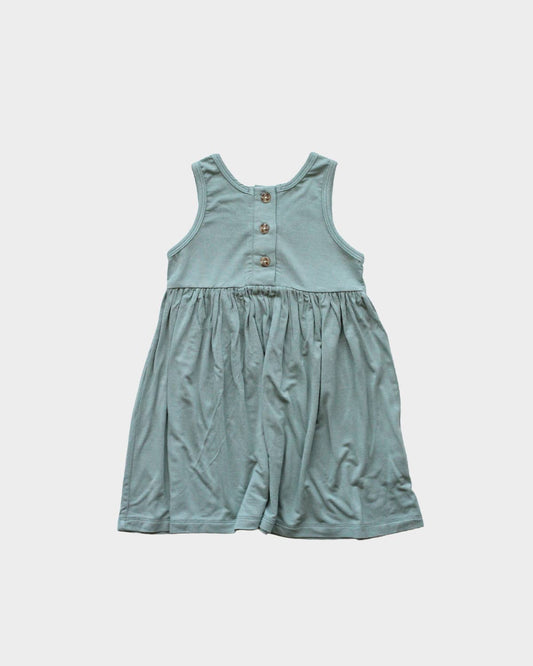 Henley Tank Dress in Teal Green