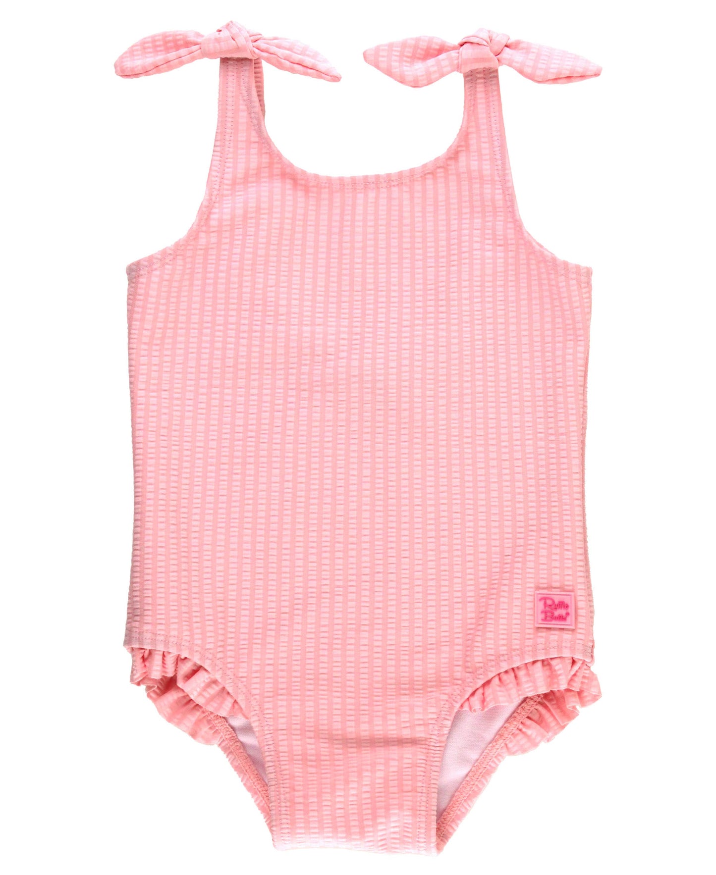 Pink Seersucker Tie Shoulder One Piece